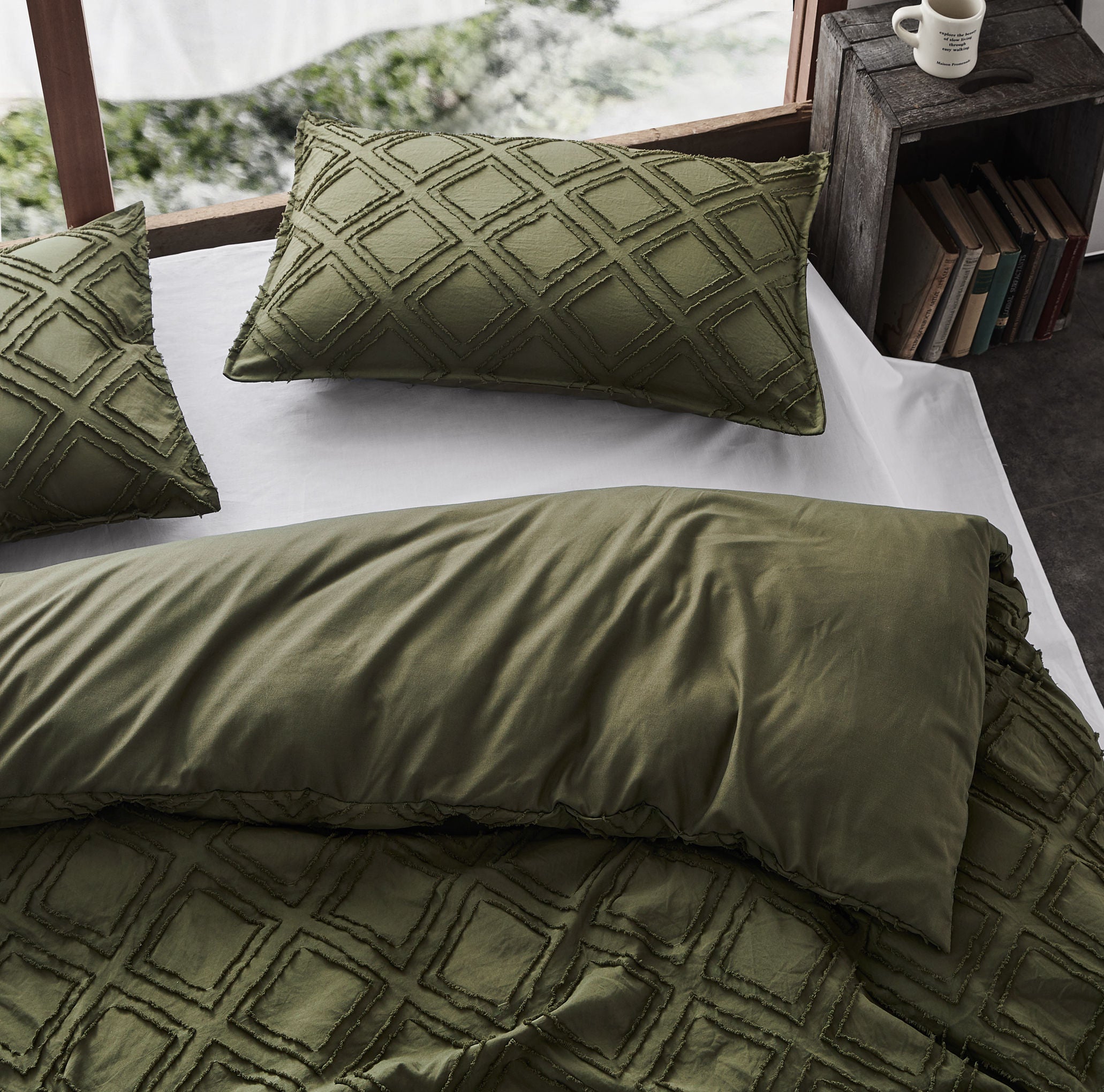 Microfibre Tufted Standard Pillowcases - Set of 2