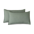 Vintage Washed Microfibre King Pillowcases - Twin-Pack - Khaki Green - 50cm x 90cm