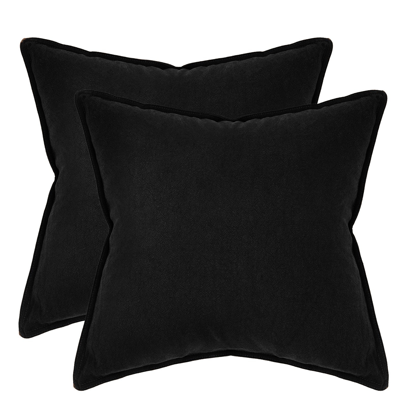 Linen & Cotton Blend European Pillowcases - Twin-Pack - Black