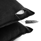 Linen & Cotton Blend European Pillowcases - Twin-Pack - Black