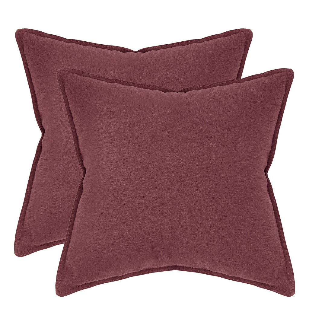 Linen & Cotton Blend European Pillowcases - Twin-Pack - Burgundy