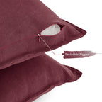 Linen & Cotton Blend European Pillowcases - Twin-Pack - Burgundy