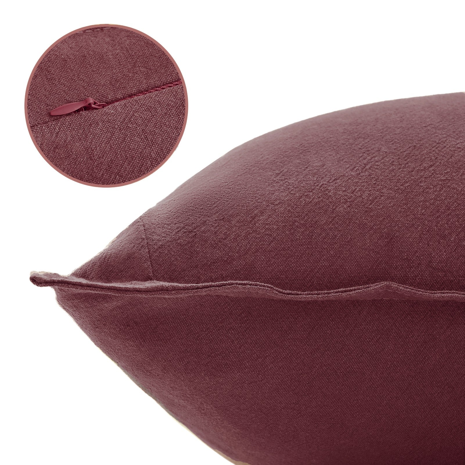 Linen & Cotton Blend European Pillowcases - Twin-Pack - Burgundy