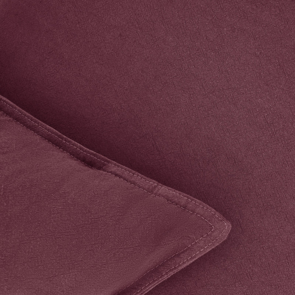 Linen & Cotton Blend European Pillowcases - Twin-Pack - Burgundy