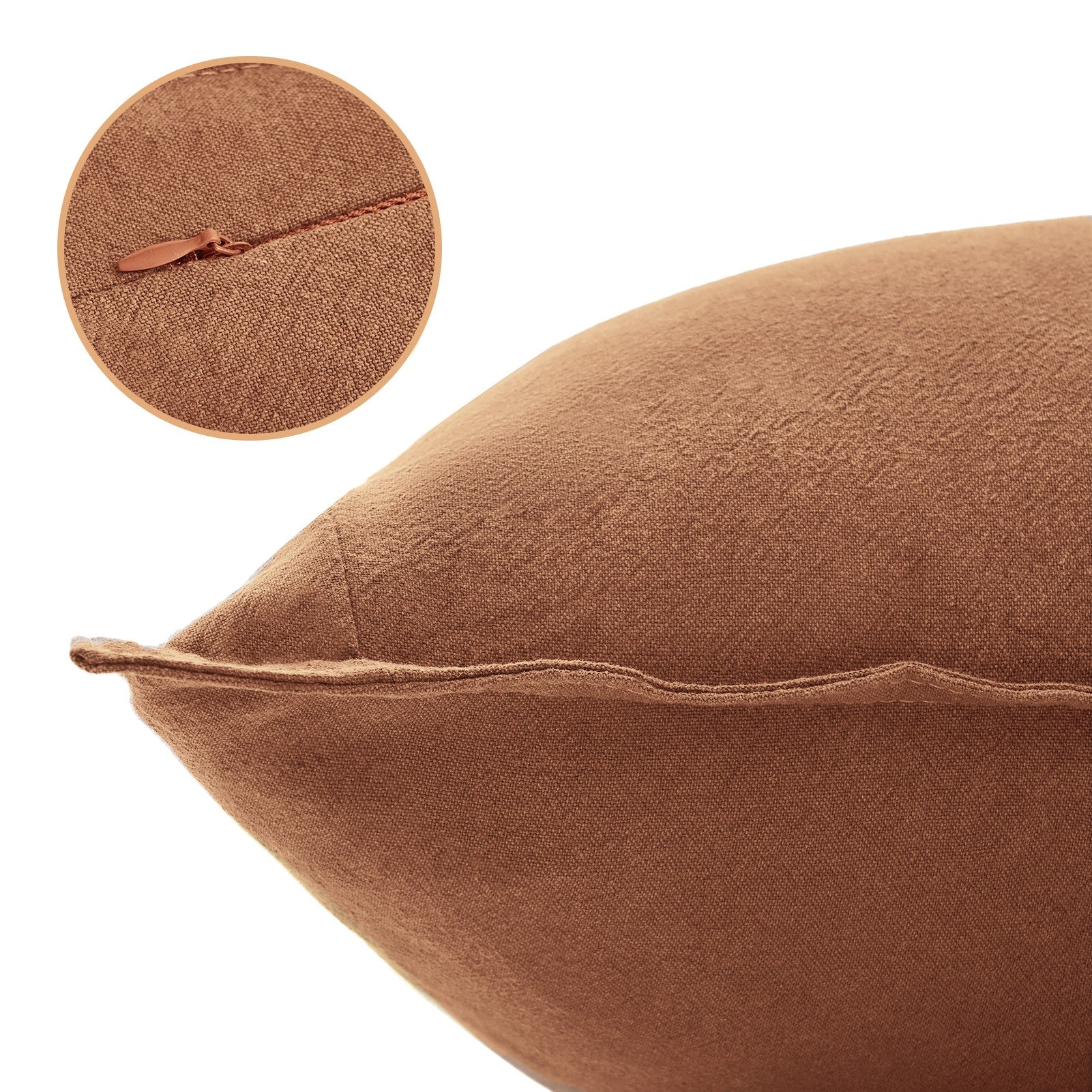 Linen & Cotton Blend European Pillowcases - Twin-Pack - Terracotta