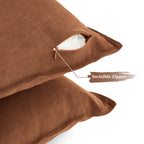 Linen & Cotton Blend European Pillowcases - Twin-Pack - Terracotta