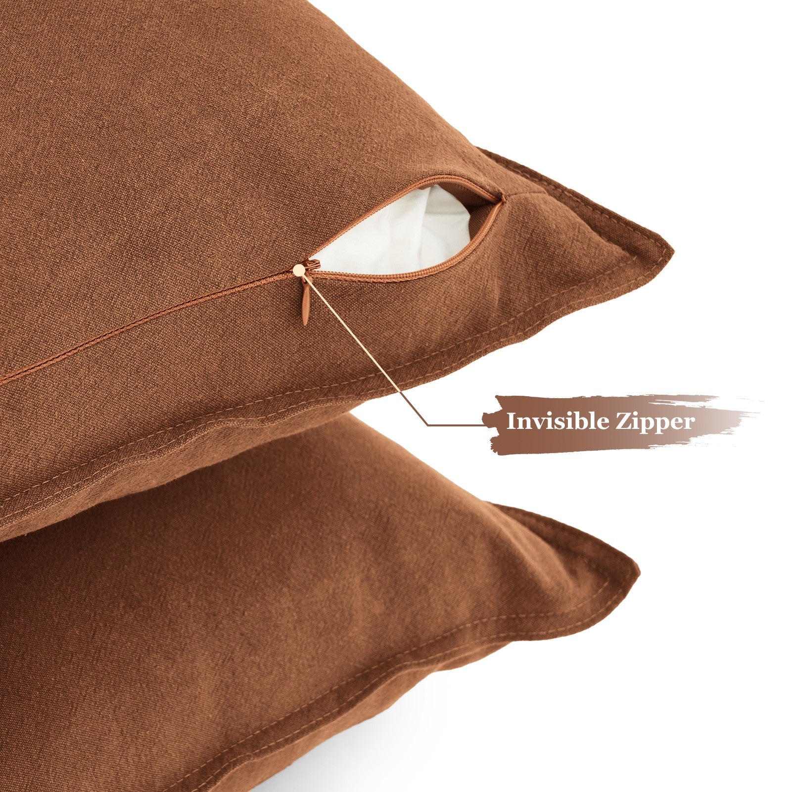 Linen & Cotton Blend European Pillowcases - Twin-Pack - Terracotta