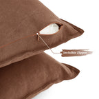 Linen & Cotton Blend European Pillowcases - Twin-Pack - Cocoa Brown