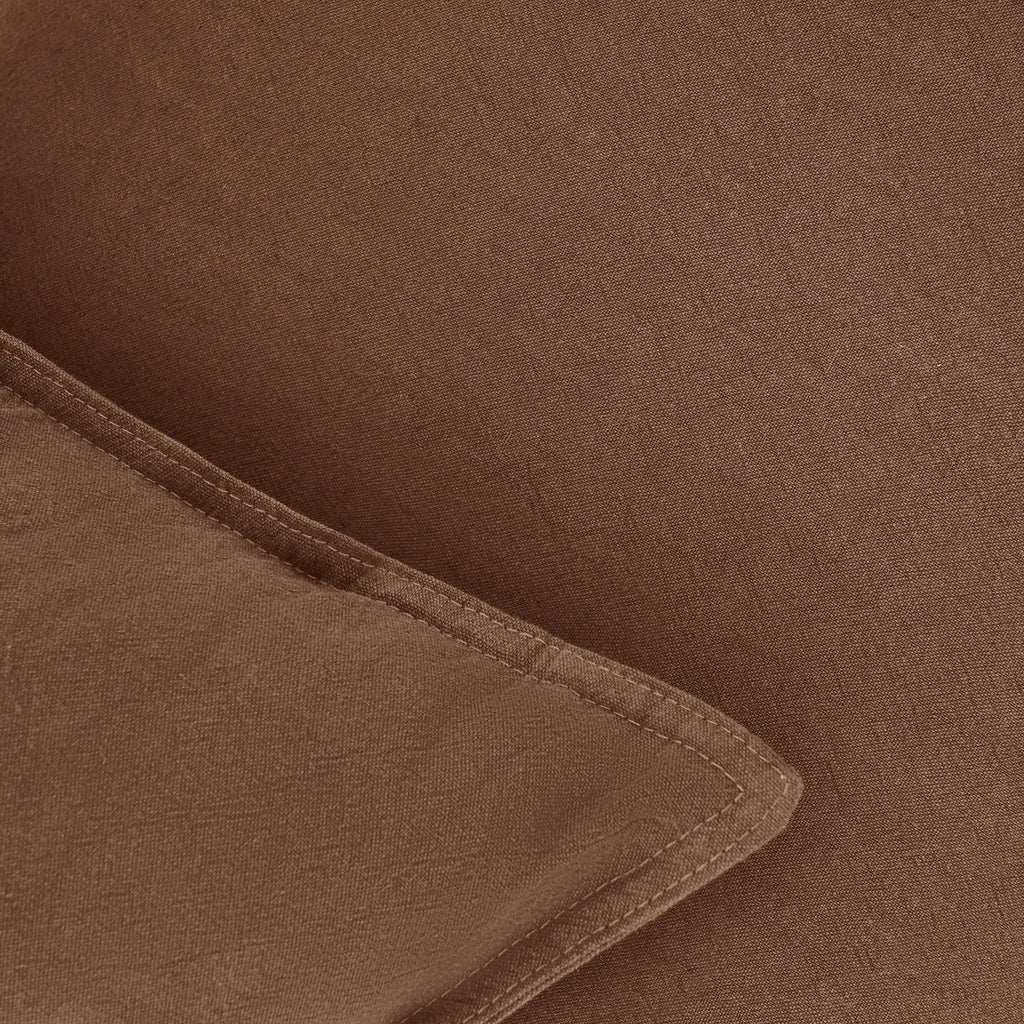 Linen & Cotton Blend European Pillowcases - Twin-Pack - Cocoa Brown