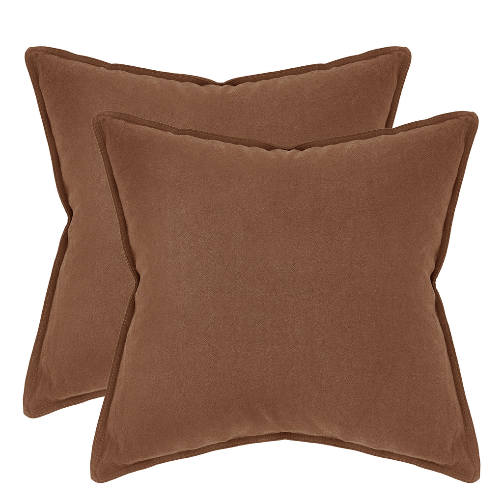 Linen & Cotton Blend European Pillowcases - Twin-Pack - Cocoa Brown