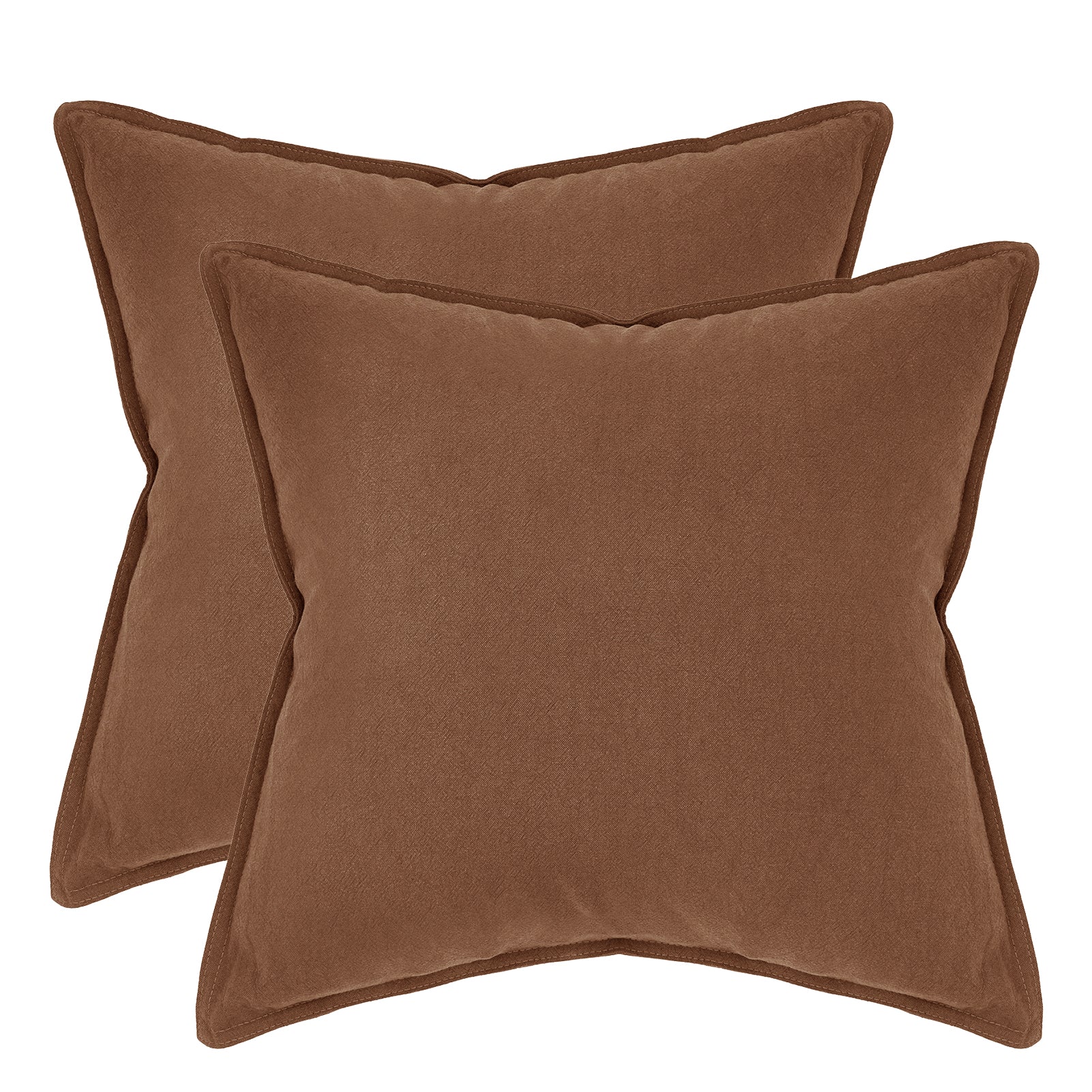 Linen & Cotton Blend European Pillowcases - Twin-Pack - Cocoa Brown