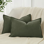 Linen & Cotton Blend Cushion Covers - Twin-Pack - Khaki Green