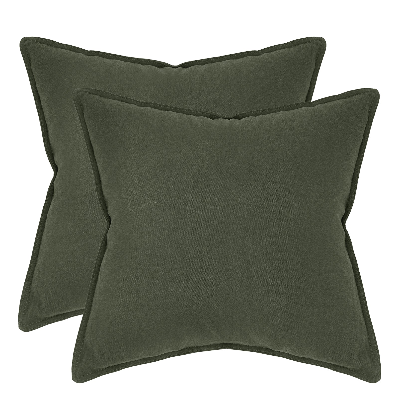 Linen & Cotton Blend European Pillowcases - Twin-Pack - Khaki Green