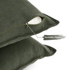 Linen & Cotton Blend Cushion Covers - Twin-Pack - Khaki Green