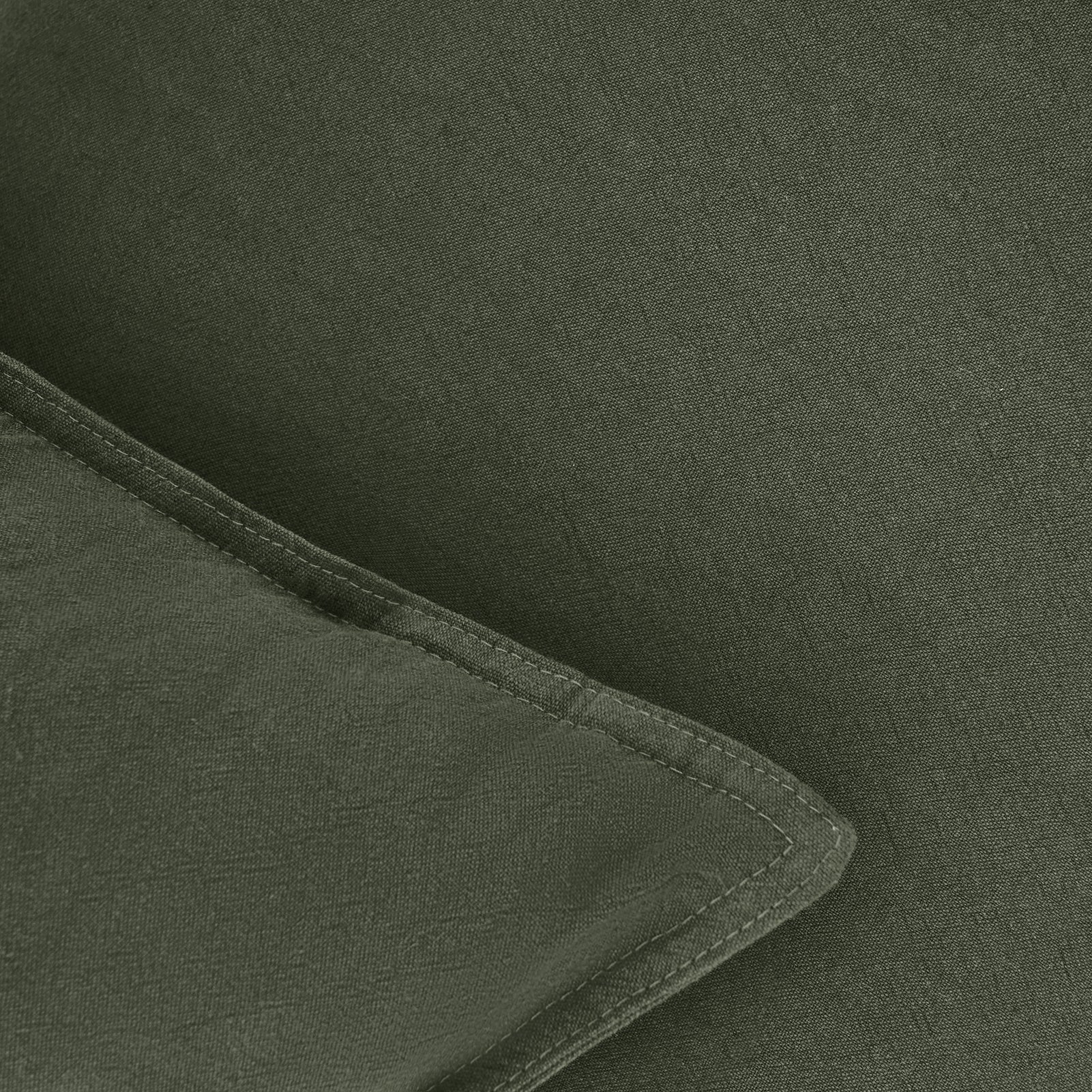 Linen & Cotton Blend European Pillowcases - Twin-Pack - Khaki Green