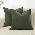 Linen & Cotton Blend Cushion Covers - Twin-Pack - Khaki Green