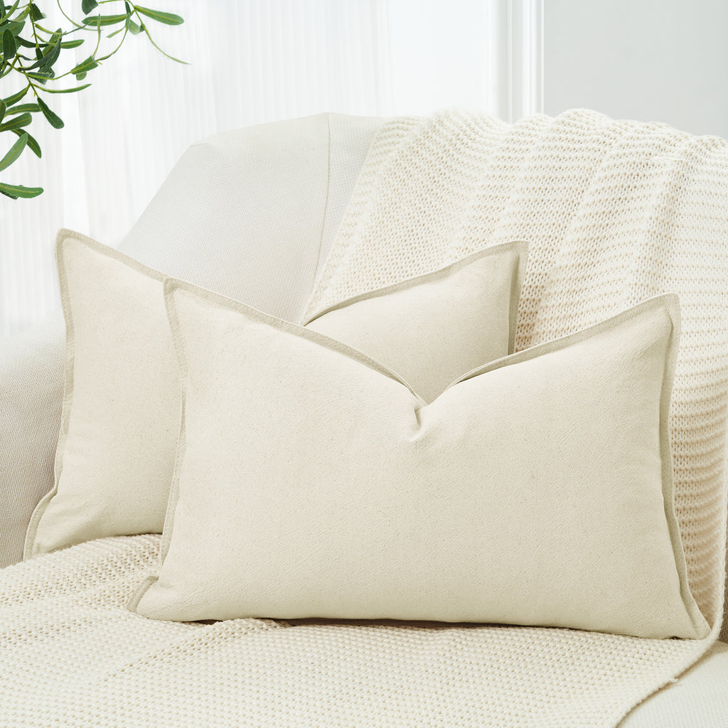 Linen & Cotton Blend Cushion Covers - Twin-Pack - Linen