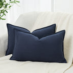 Linen & Cotton Blend Cushion Covers - Twin-Pack - Navy Blue
