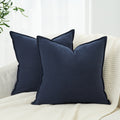 Linen & Cotton Blend Cushion Covers - Twin-Pack - Navy Blue