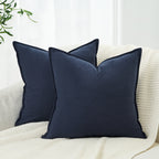 Linen & Cotton Blend Cushion Covers - Twin-Pack - Navy Blue