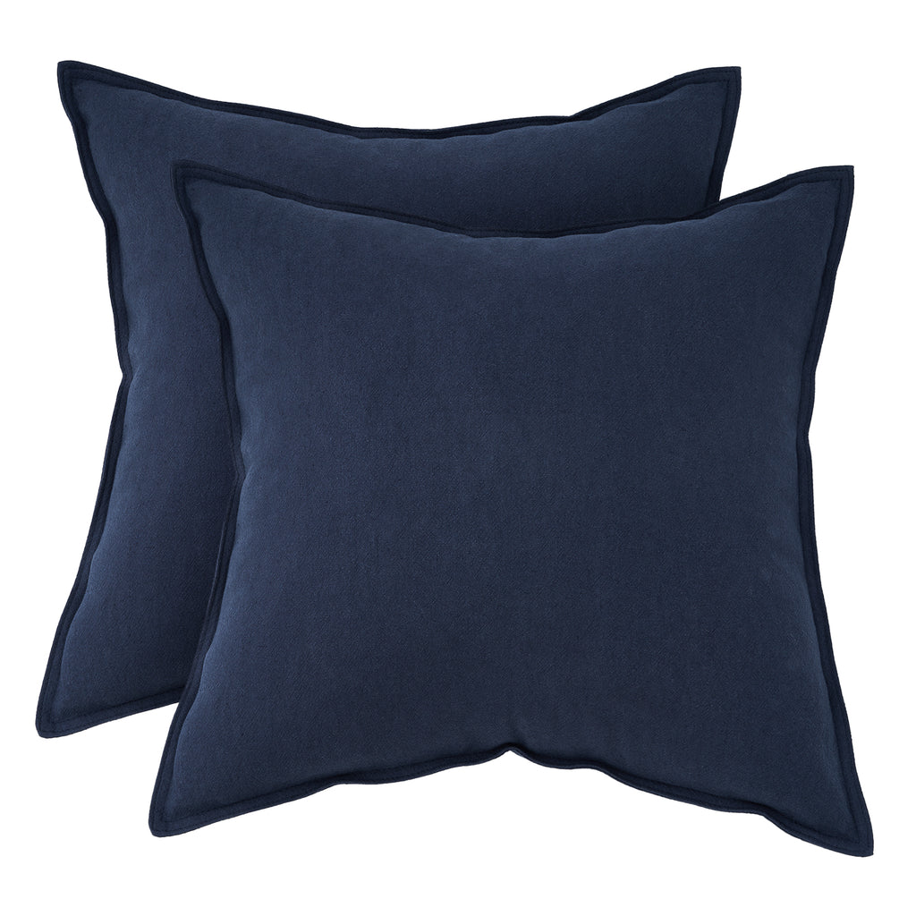 Linen & Cotton Blend European Pillowcases - Twin-Pack - Navy