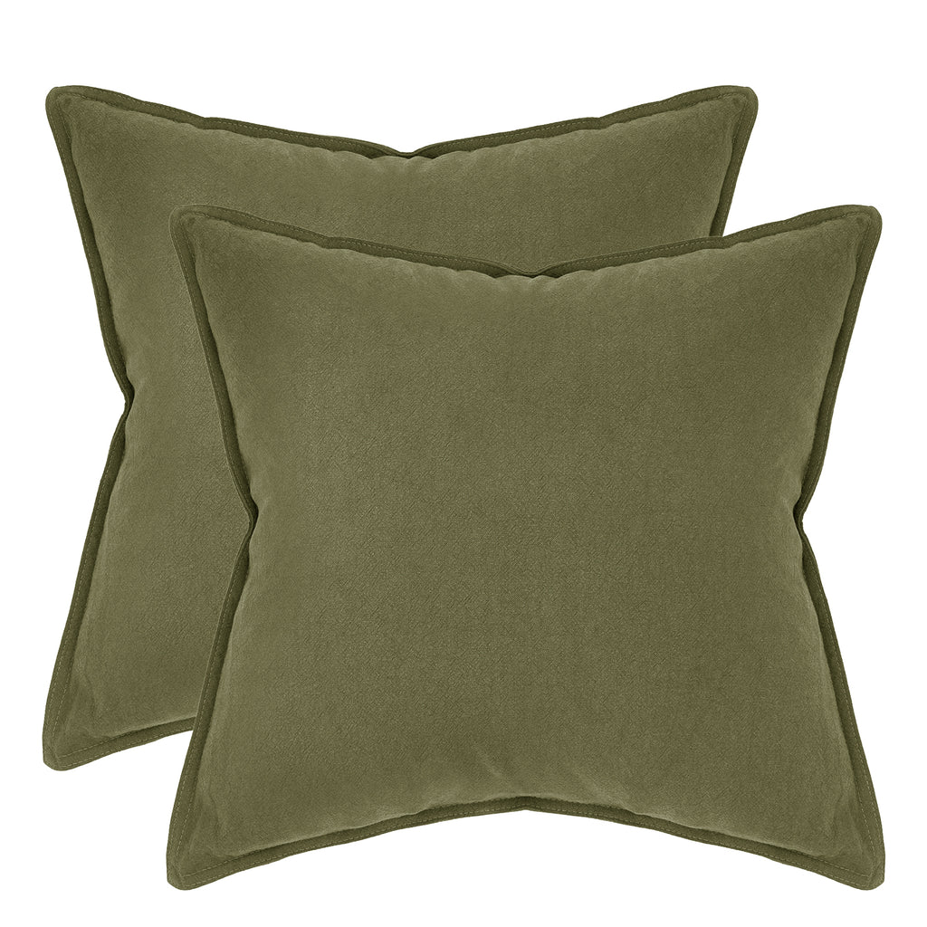 Linen & Cotton Blend European Pillowcases - Twin-Pack - Olive Green