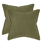 Linen & Cotton Blend European Pillowcases - Twin-Pack - Olive Green