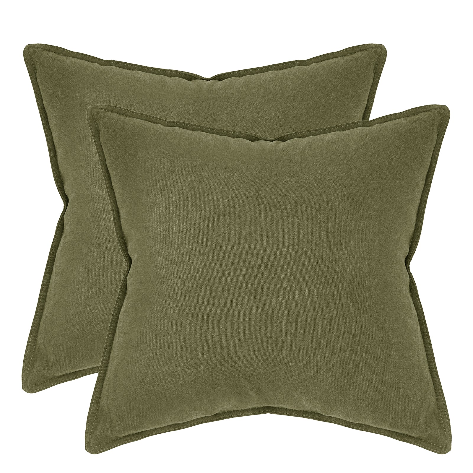 Linen & Cotton Blend European Pillowcases - Twin-Pack - Olive Green