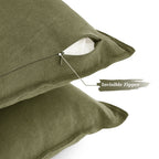 Linen & Cotton Blend Cushion Covers - Twin-Pack - Olive Green
