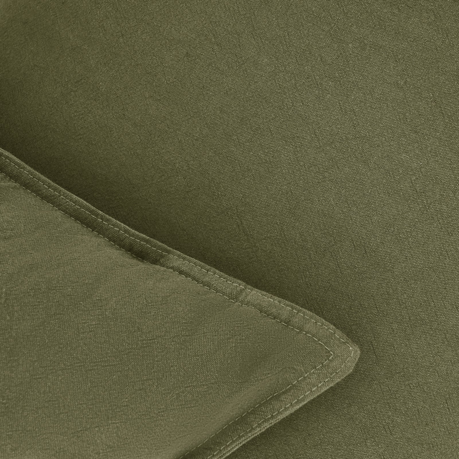Linen & Cotton Blend European Pillowcases - Twin-Pack - Olive Green