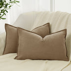 Linen & Cotton Blend Cushion Covers - Twin-Pack - Tan