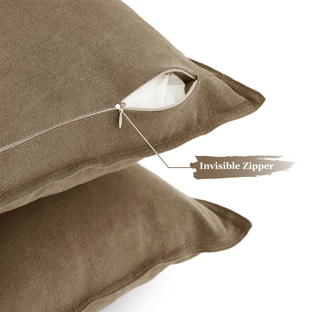 Linen & Cotton Blend Cushion Covers - Twin-Pack - Tan