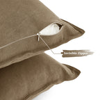 Linen & Cotton Blend Cushion Covers - Twin-Pack - Tan