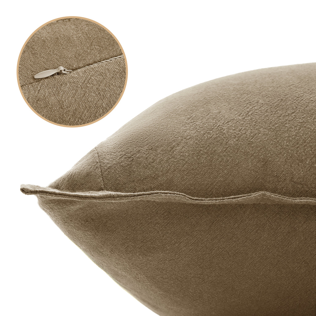 Linen & Cotton Blend Cushion Covers - Twin-Pack - Tan
