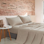 Vintage Washed Microfibre Sheet Set with Pillowcases - Linen