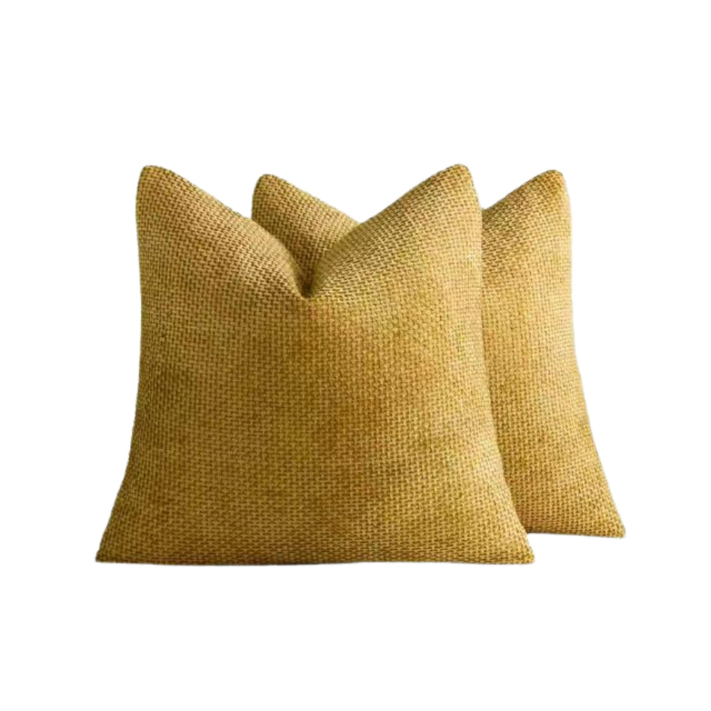 Chenille Grid - European Pillowcases - Pack of 2 - Mustard, 65cm x 65cm