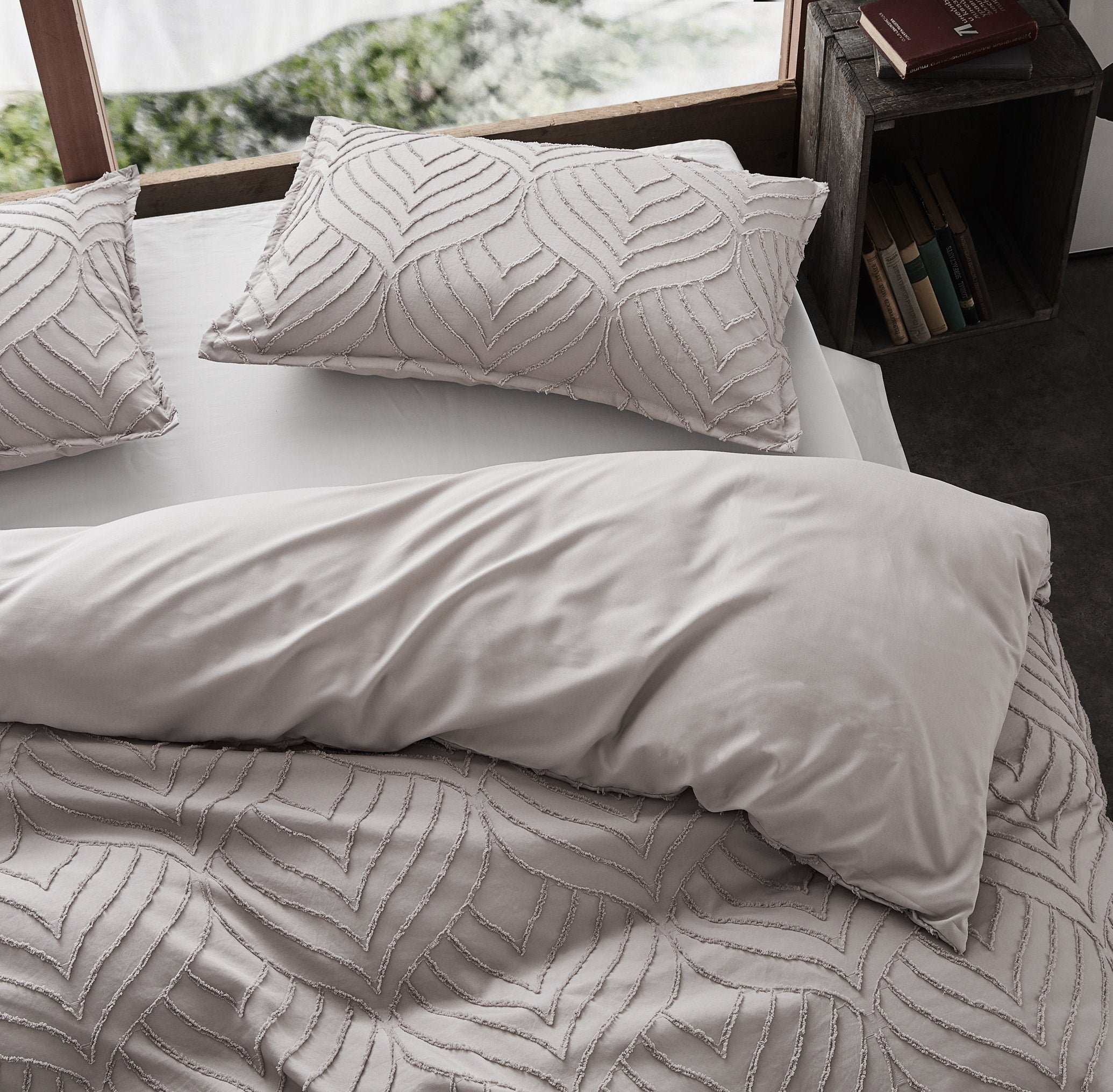 Microfibre Tufted Standard Pillowcases - Set of 2