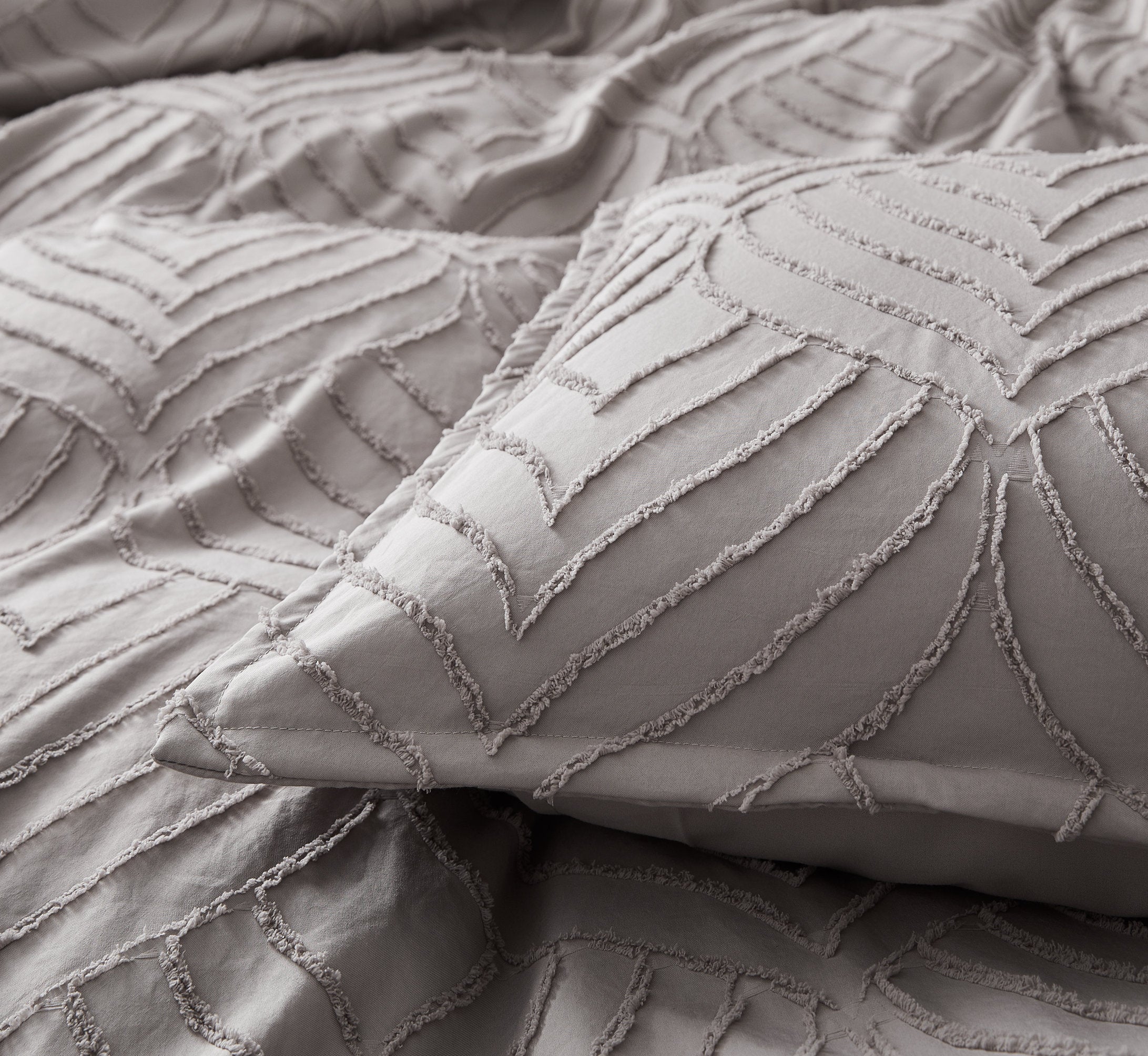 Microfibre Tufted Standard Pillowcases - Set of 2
