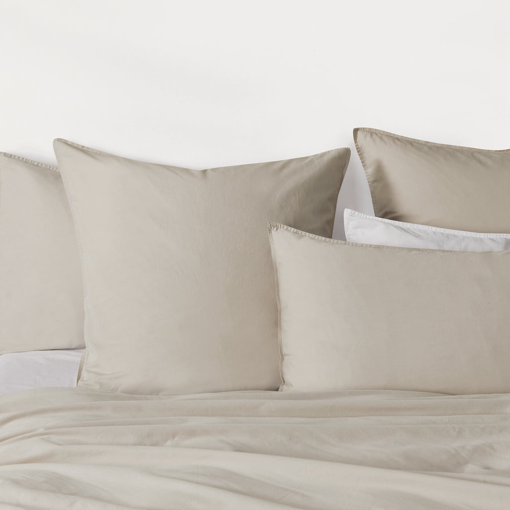 Vintage Washed Cotton European Pillowcases - Natural