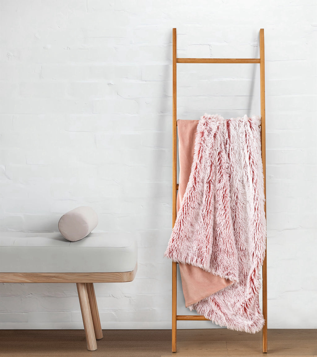 Ultra-Soft Long Tie-Dye Faux Fur Plush Shaggy Throw – Rose