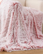 Ultra-Soft Long Tie-Dye Faux Fur Plush Shaggy Throw – Rose