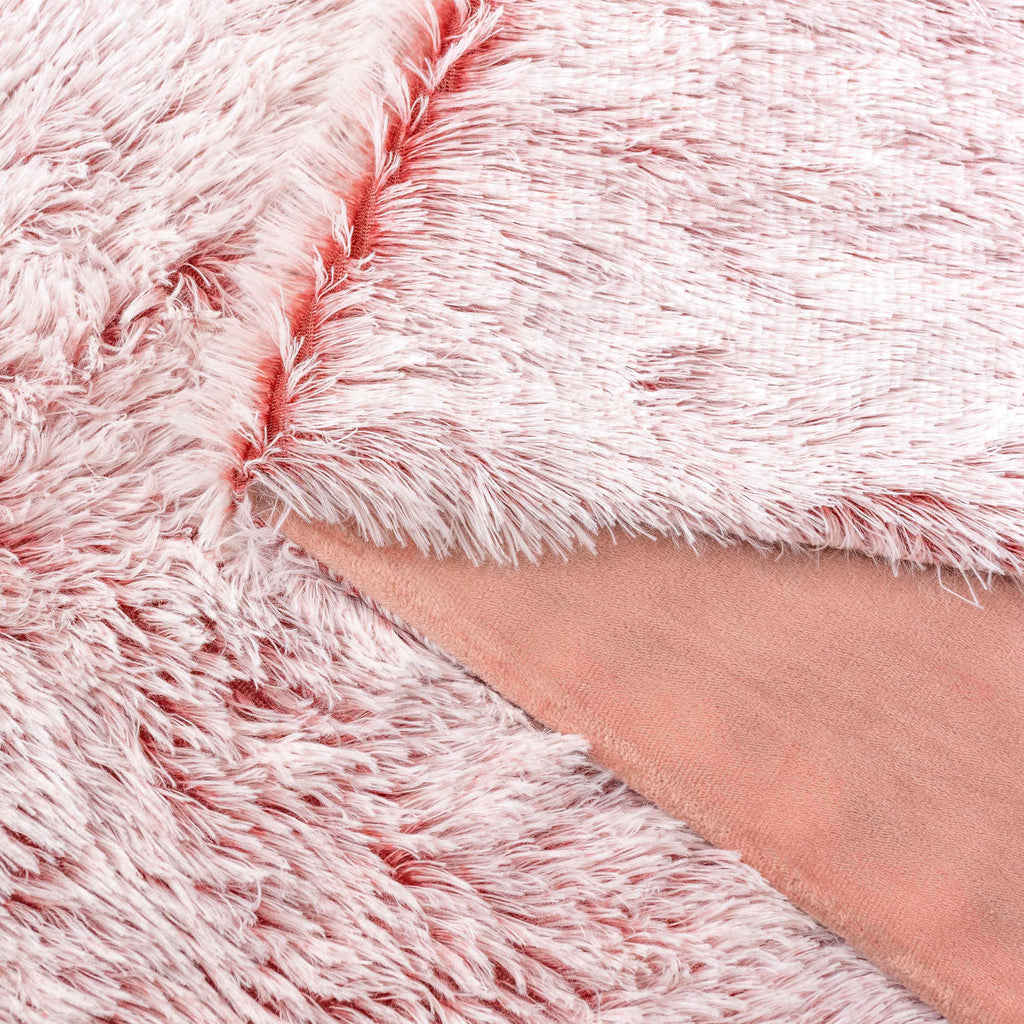Ultra-Soft Long Tie-Dye Faux Fur Plush Shaggy Throw – Rose