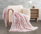 Ultra-Soft Long Tie-Dye Faux Fur Plush Shaggy Throw – Rose