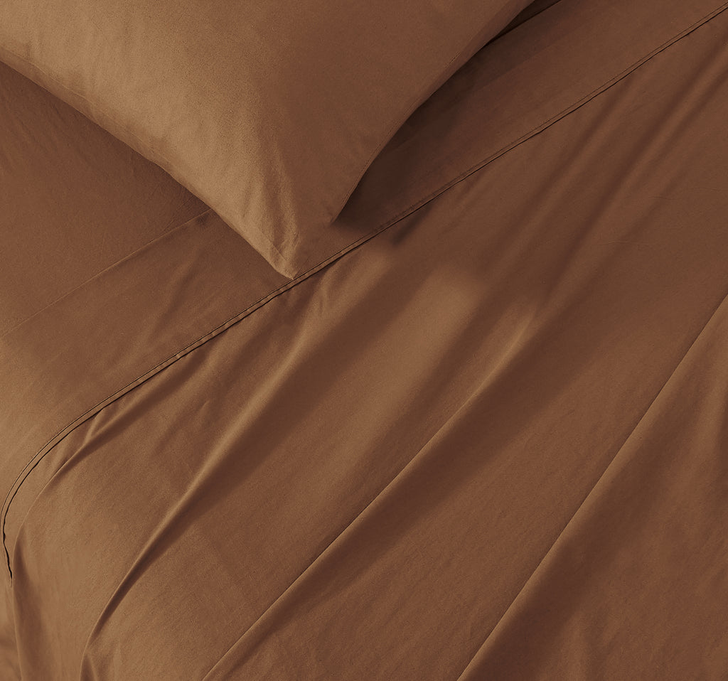 Vintage Washed Cotton Sheet Set with Matching Pillowcases - Rust