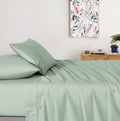 Vintage Washed Cotton Sheet Set with Matching Pillowcases - Sage