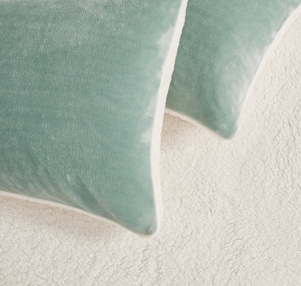 2-in-1 Teddy Sherpa Quilt Cover Set & Blanket - Sage Green