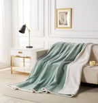 2-in-1 Teddy Sherpa Quilt Cover Set & Blanket - Sage Green