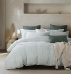Jersey Cotton Quilt Cover Set - Sage Stripe