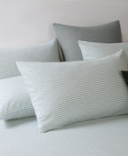 Jersey Cotton Quilt Cover Set - Sage Stripe