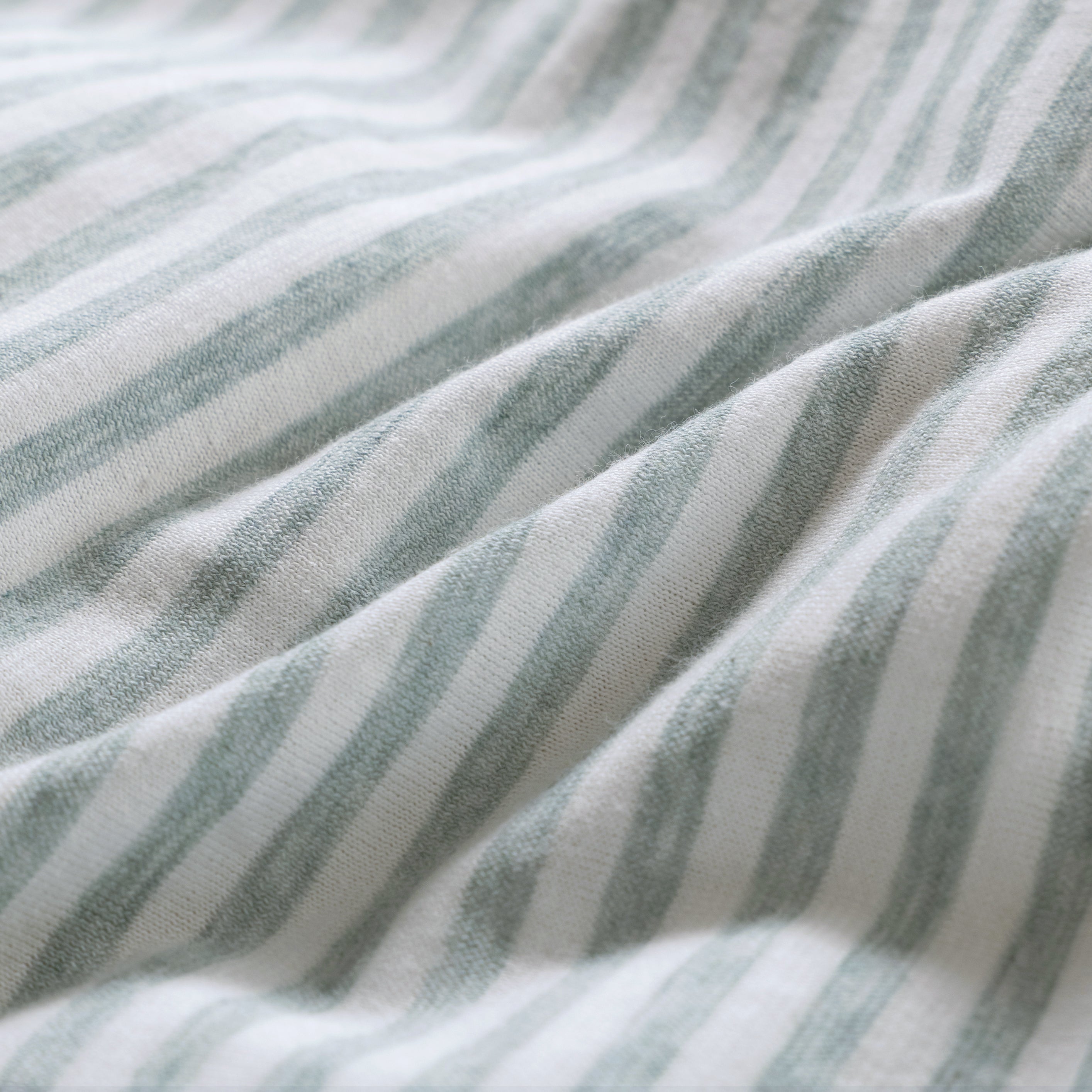 Jersey Cotton Quilt Cover Set - Sage Stripe